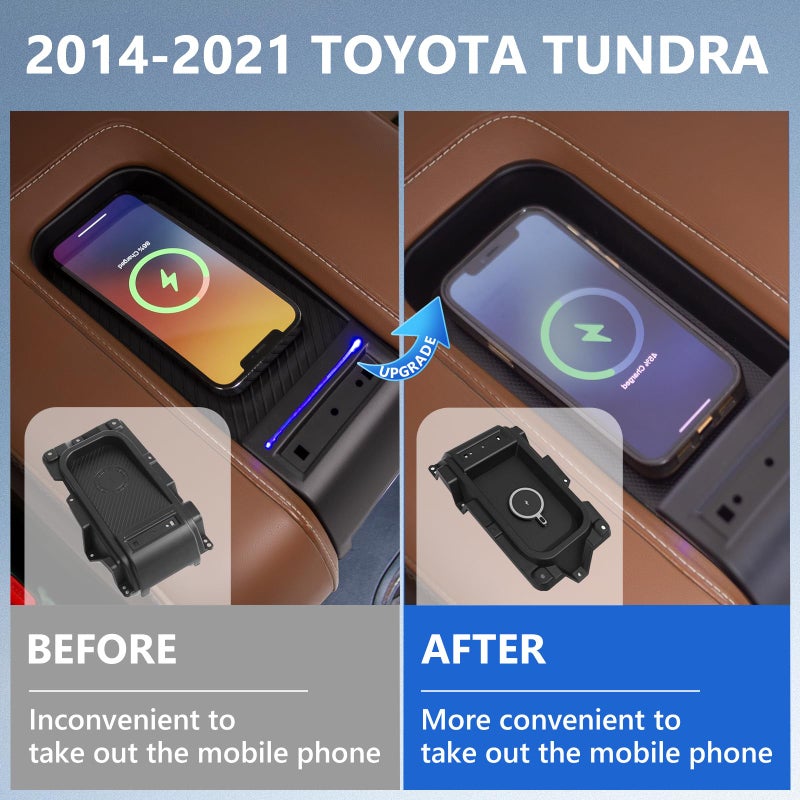 Xipoo Wireless Charger Compatible with 2014-2021 Toyota Tundra Wireless Charger Magnetic Charging Tray Pad Replacement for 2014-2021 Toyota Tundra Accessories - Image 2