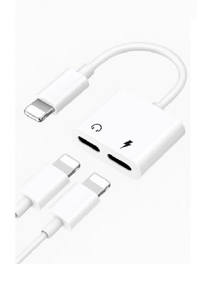محول Lightning ذكر إلى منفذي Lightning أنثى، للشحن والصوت، أبيض، 10 سم يُعدّ هذا المحول حلاً عمليًا لمستخدمي أجهزة iPhone وiPad الذين يحتاجون إلى شحن أجهزتهم والاستماع إلى الصوت في الوقت نفسه باستخدام سماعات رأس متصلة بمنفذ Lightning. - Image 4