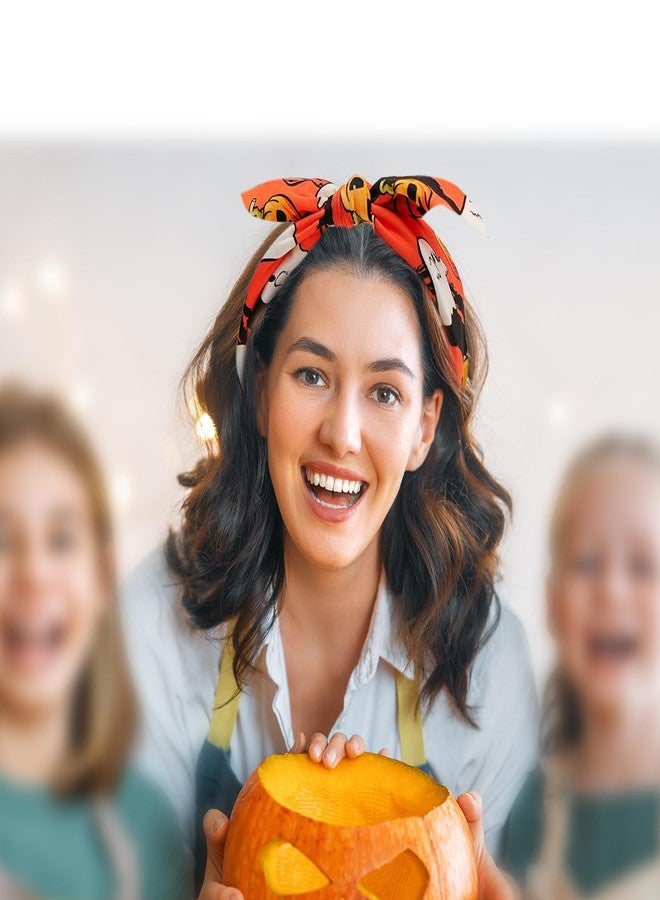 ايوبوك طوق رأس على شكل شبح للهالوين للنساء، طوق رأس مزين بفيونكة معقودة، طوق شعر برتقالي على شكل يقطينة، حلقات شعر كبيرة قابلة للتمدد، إكسسوارات شعر لحفلات الهالوين، قطعة واحدة - Image 4