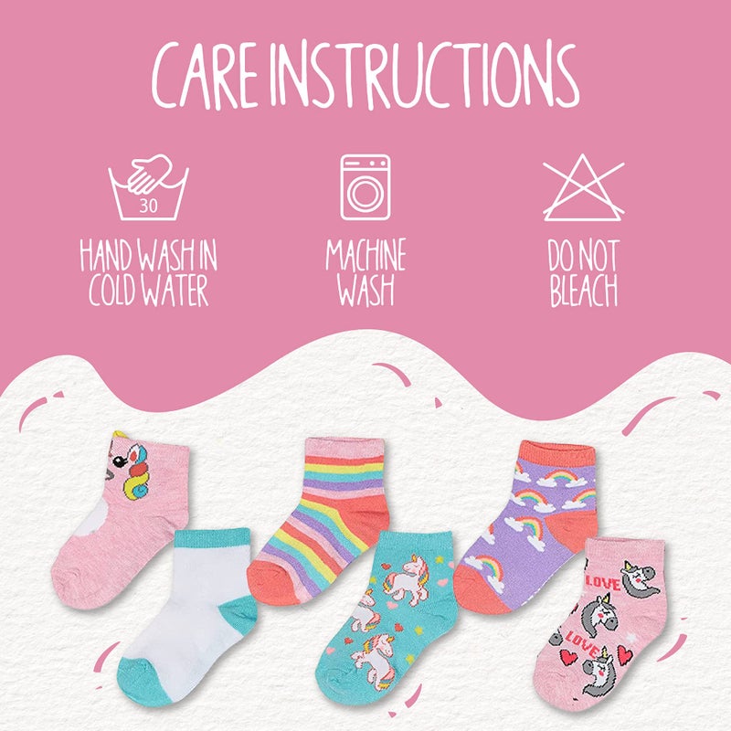 Cherokee Girls 12 Pack Shorty Casual Sock, Rainbow Unicorn Character, 2-4T US - Image 4