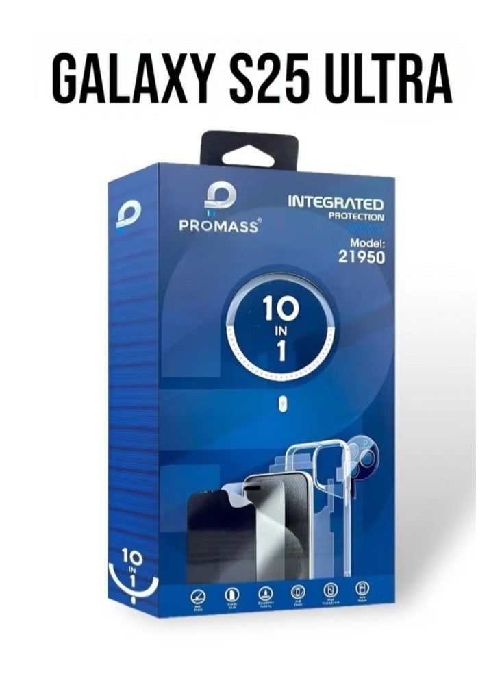 بروماس بكج الحماية المتكامل الجديد لـ سامسونج S25 الترا  (Samsung  S25 Ultra) بكج بحلة جديدة و حماية كاملة لهاتفك مع جراب يدعم الشحن اللاسلكي MageSafe من بروماس (10in1) - Image 1