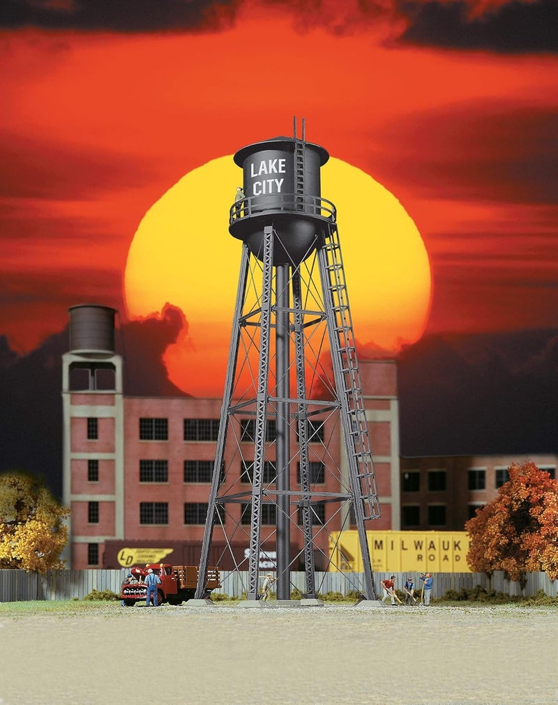 Walthers N Scale Model City Water Tower, 2-3/8 x 7" 6 x 17.8cm, Black,933-3832
