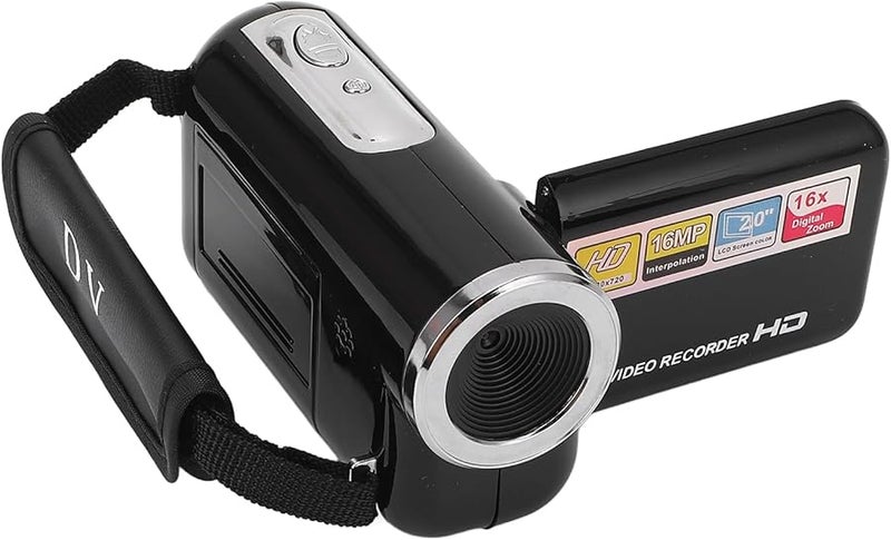 Black 16MP 1080P Video Camera with 16X Digital Zoom Rotating Screen USB Travel - Image 3
