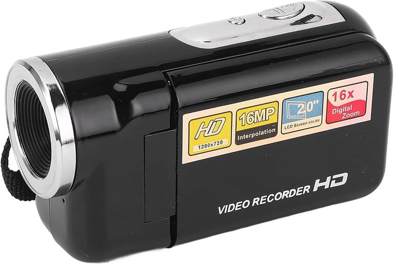 Black 16MP 1080P Video Camera with 16X Digital Zoom Rotating Screen USB Travel - Image 1