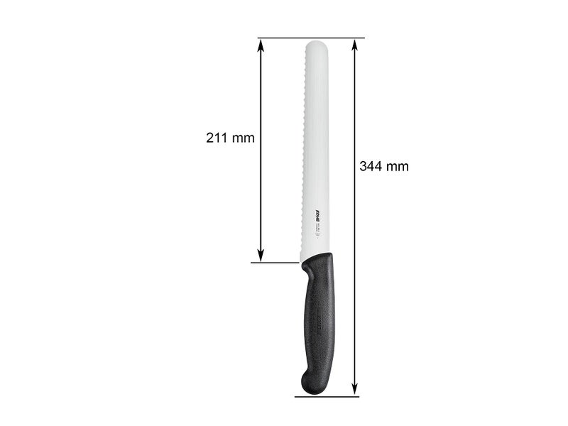KOHE Premium Stainless Steel Medium Sized Bread Knife(8.25 inch Blade, Wide Serrated, Black, Pack of 1) - Image 2