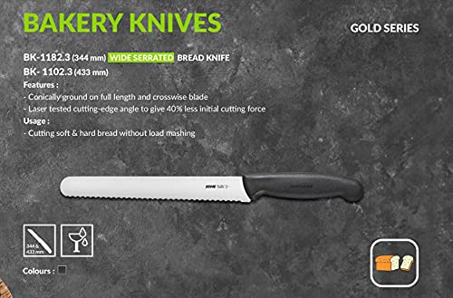 KOHE Premium Stainless Steel Medium Sized Bread Knife(8.25 inch Blade, Wide Serrated, Black, Pack of 1) - Image 4
