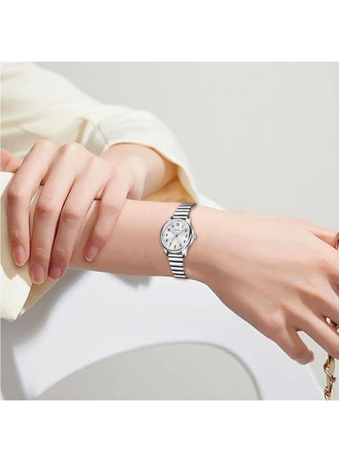 سونكتا ساعة كوارتز نسائية أنيقة وبسيطة، بقطر 1.18 بوصة، وسوار فضي بعرض 19 مم، وعلبة رقيقة للغاية بسمك 9 مم مع مينا فضي. - Image 2