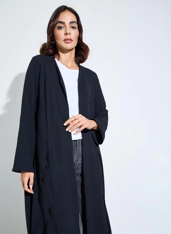 Amirah single button closed front abaya with pin tuck detailing