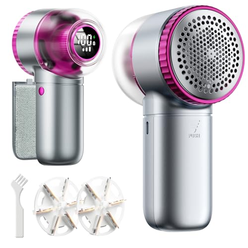 coldSky Fabric Shaver with Lint Brush, Large Lint Shaver with Digital Display, 3-Speeds Lint Remover with 6-Leaf Blades, Electric Sweater Shaver to Remove Pilling for Clothes, Furniture - Image 1