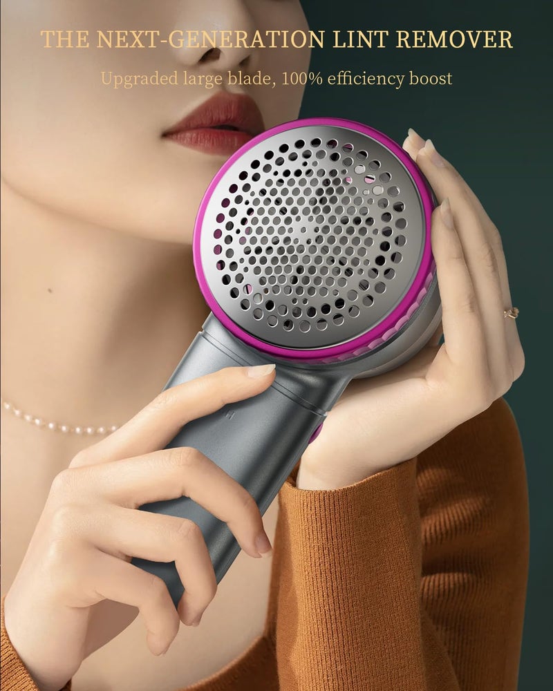 coldSky Fabric Shaver with Lint Brush, Large Lint Shaver with Digital Display, 3-Speeds Lint Remover with 6-Leaf Blades, Electric Sweater Shaver to Remove Pilling for Clothes, Furniture - Image 2
