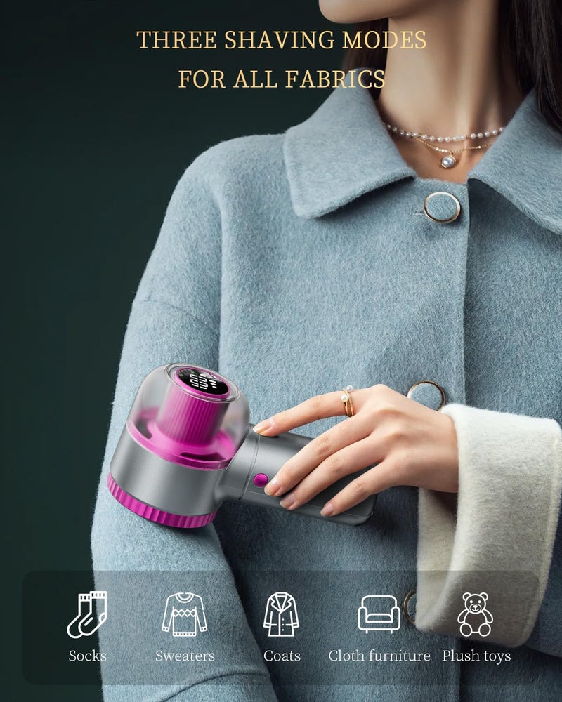 coldSky Fabric Shaver with Lint Brush, Large Lint Shaver with Digital Display, 3-Speeds Lint Remover with 6-Leaf Blades, Electric Sweater Shaver to Remove Pilling for Clothes, Furniture - Image 5