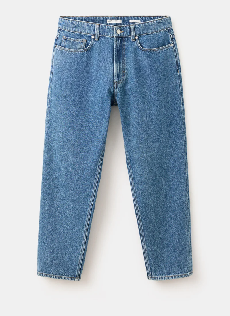 Mango Man TO-TEJANO OSCURO Sammy Cropped Carrot Fit Jeans for Men | Best Price UAE