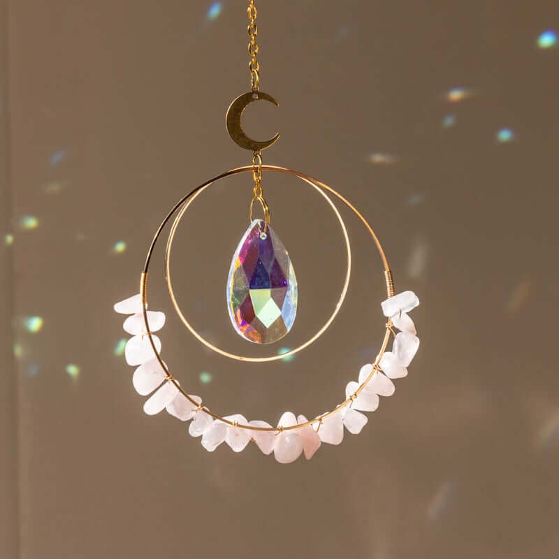 Cactopia Crystal Chips Round Suncatcher Prism Effect for Gifts, Window Hanging Ornament & Boho Garden Decor (Rose) - Image 2