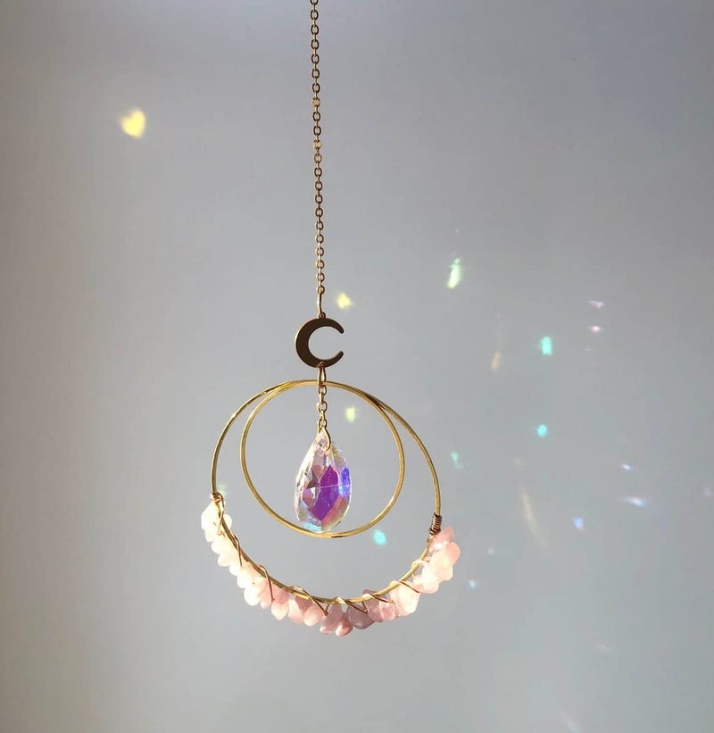 Cactopia Crystal Chips Round Suncatcher Prism Effect for Gifts, Window Hanging Ornament & Boho Garden Decor (Rose) - Image 4