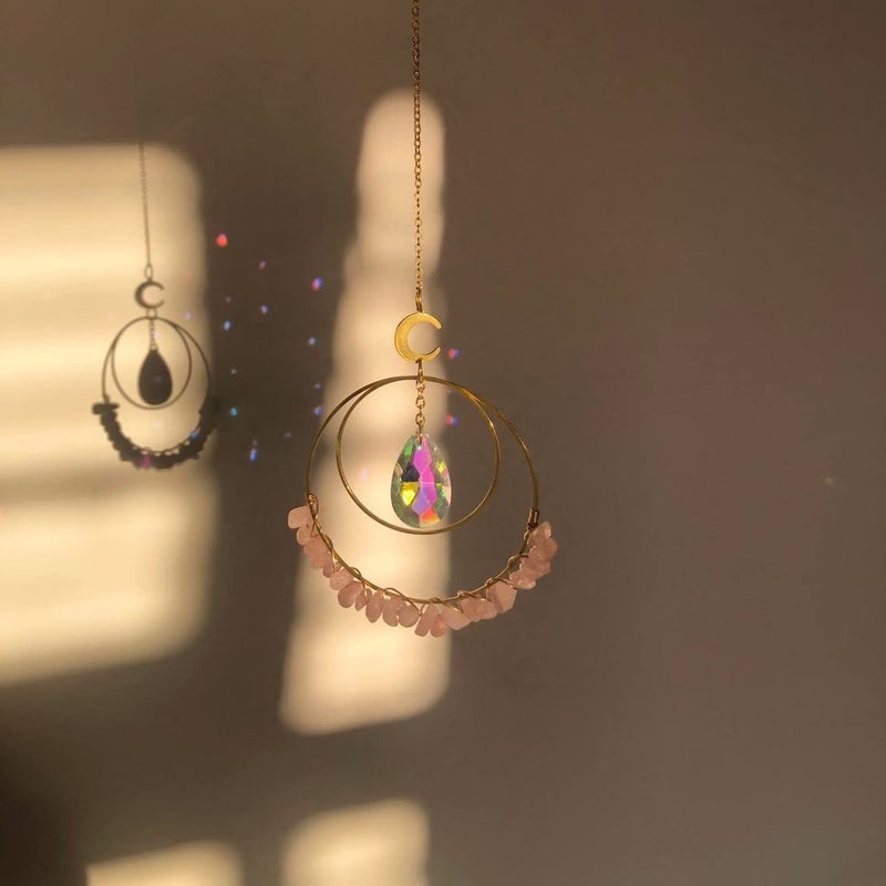 Cactopia Crystal Chips Round Suncatcher Prism Effect for Gifts, Window Hanging Ornament & Boho Garden Decor (Rose) - Image 3