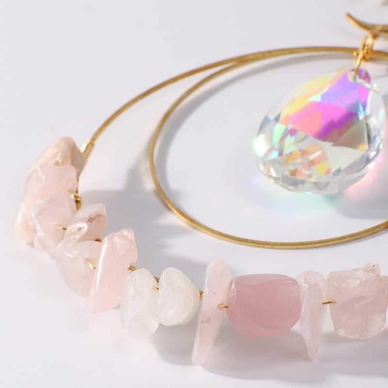 Cactopia Crystal Chips Round Suncatcher Prism Effect for Gifts, Window Hanging Ornament & Boho Garden Decor (Rose) - Image 5