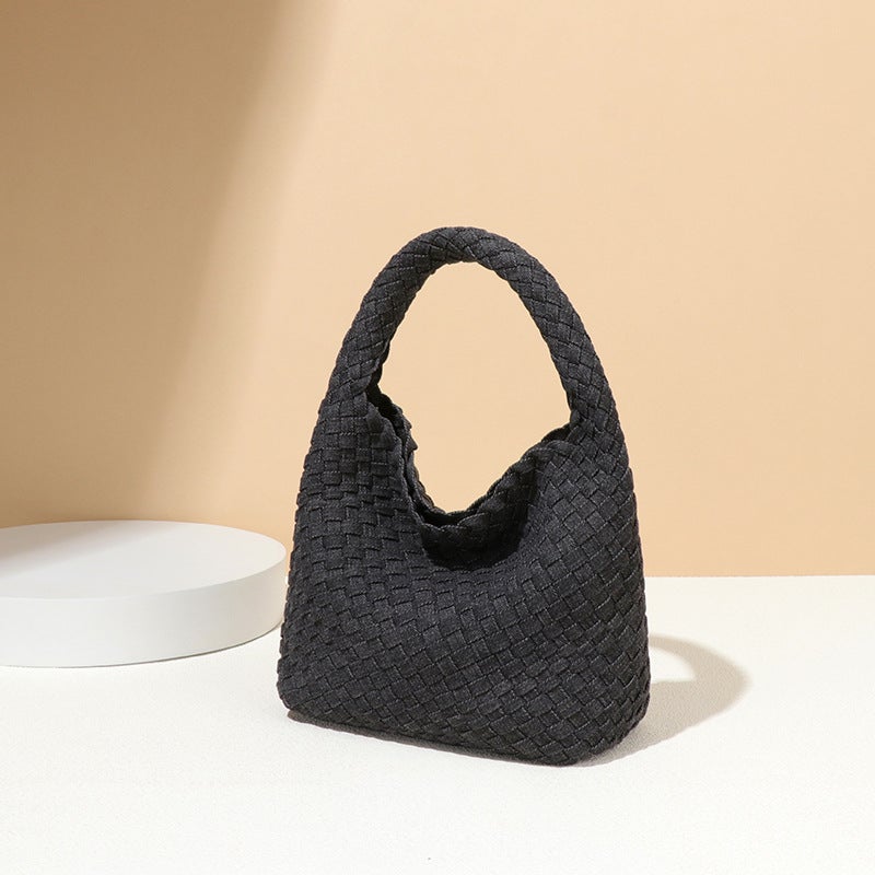 Early Spring New High-End Fashion Versatile Food Basket Woven Bag Handmade Bag Single Shoulder Slung Bucket Bag - Image 3