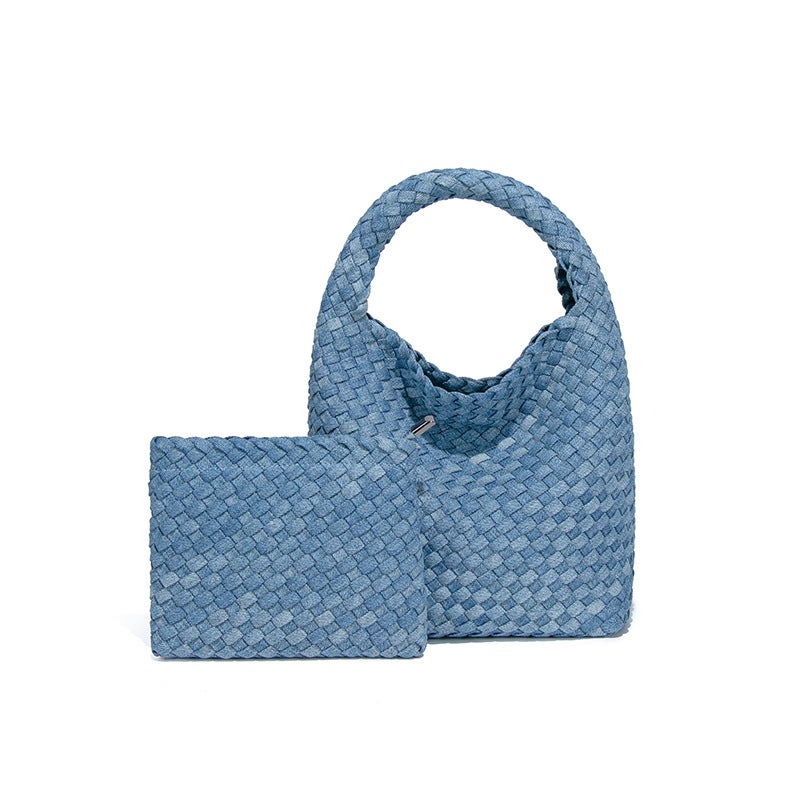 Early Spring New High-End Fashion Versatile Food Basket Woven Bag Handmade Bag Single Shoulder Slung Bucket Bag - Image 1