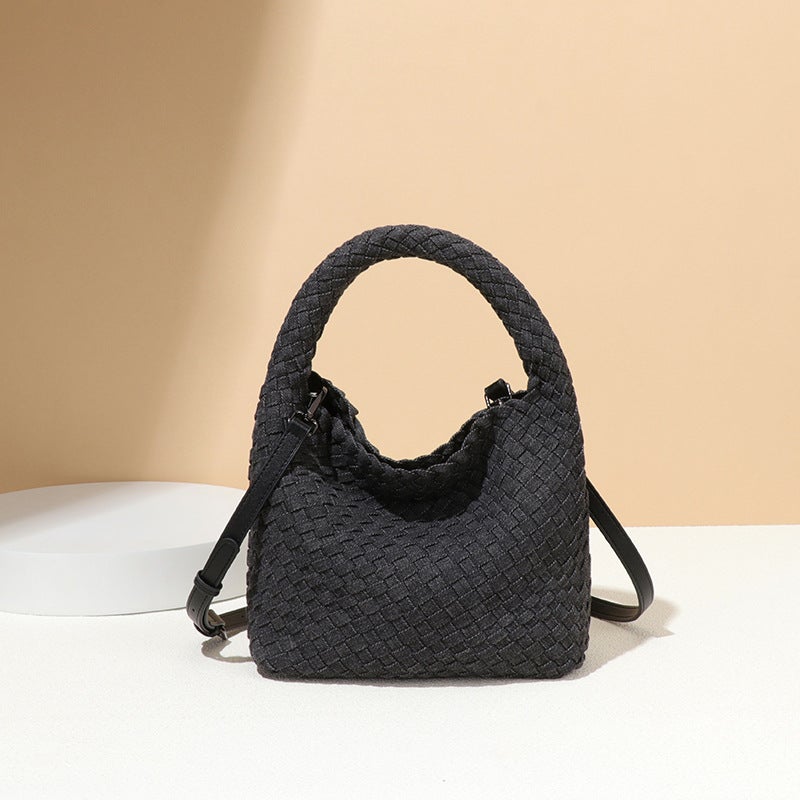 Early Spring New High-End Fashion Versatile Food Basket Woven Bag Handmade Bag Single Shoulder Slung Bucket Bag - Image 4