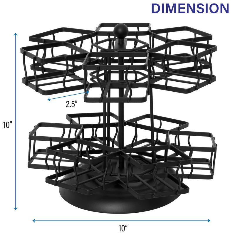 Nhz Tea Bag Organizer Tea Bag Storage Holder Spinning Carousel With 12 Compartments  Up To 140 Tea Bags Storage  Tea Bag Holder Black Powder Coated Stainless Steel - Image 3