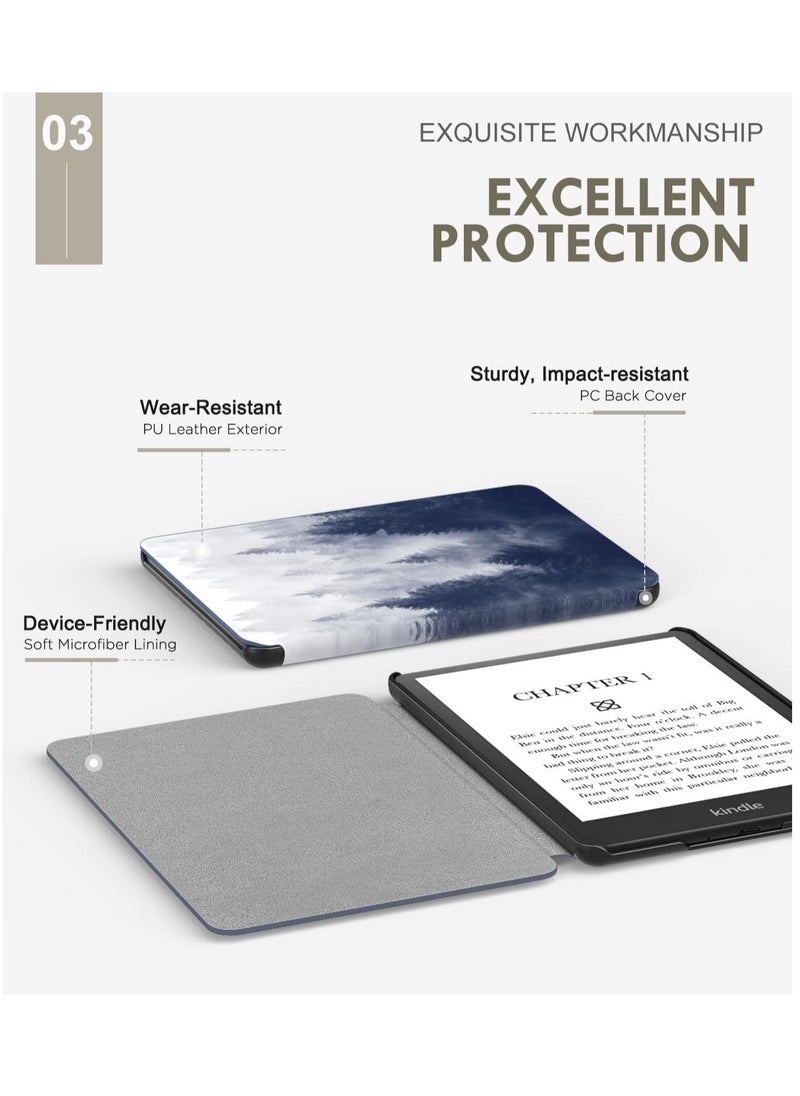 حافظة لجهاز Kindle Paperwhite الجيل الحادي عشر 2021 وإصدار Kindle Signature مقاس 6.8 بوصات، غطاء خفيف الوزن مع خاصية التنبيه/النوم التلقائي، غطاء قارئ إلكتروني واقٍ من جلد البولي يوريثان الذكي