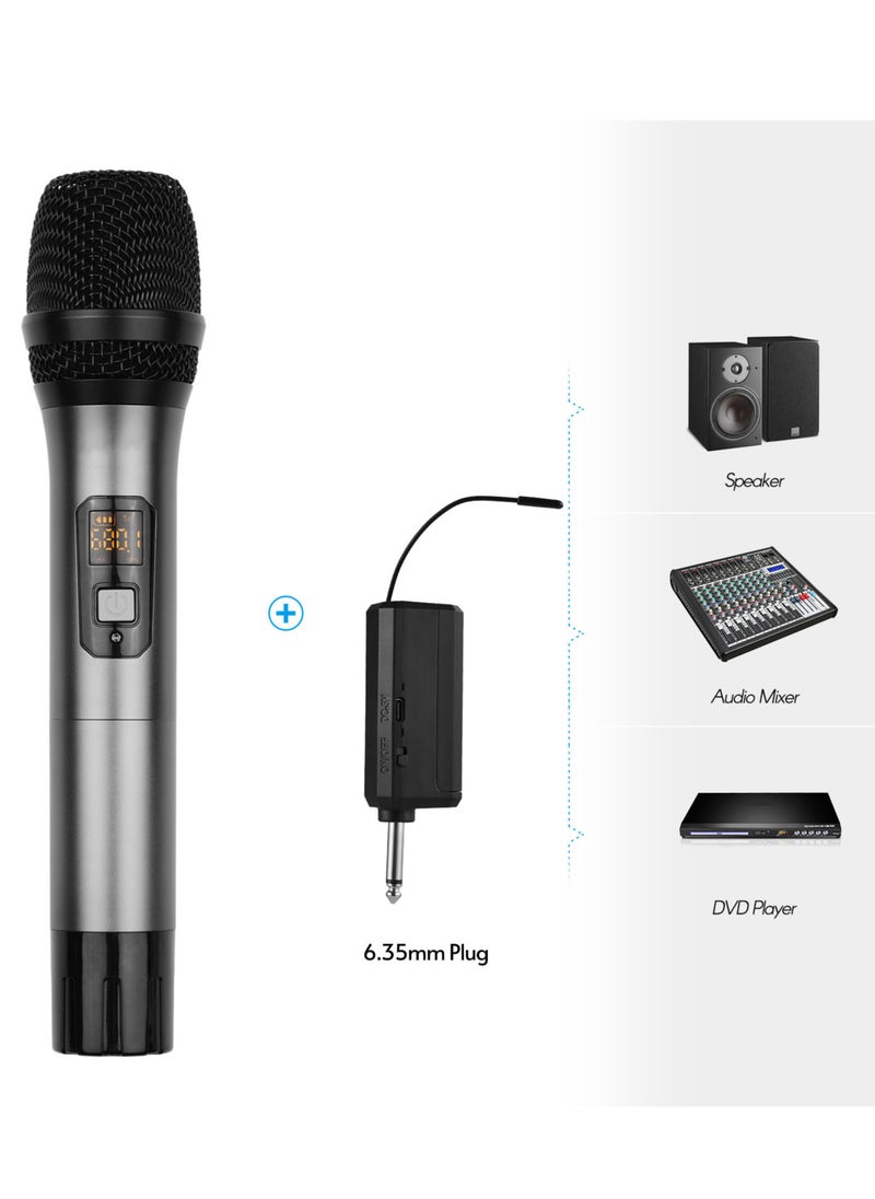 UHF Wireless Microphone System with Handheld Cardioid Microphone and Receiver 16 Channels for Video Live Broadcast Interview