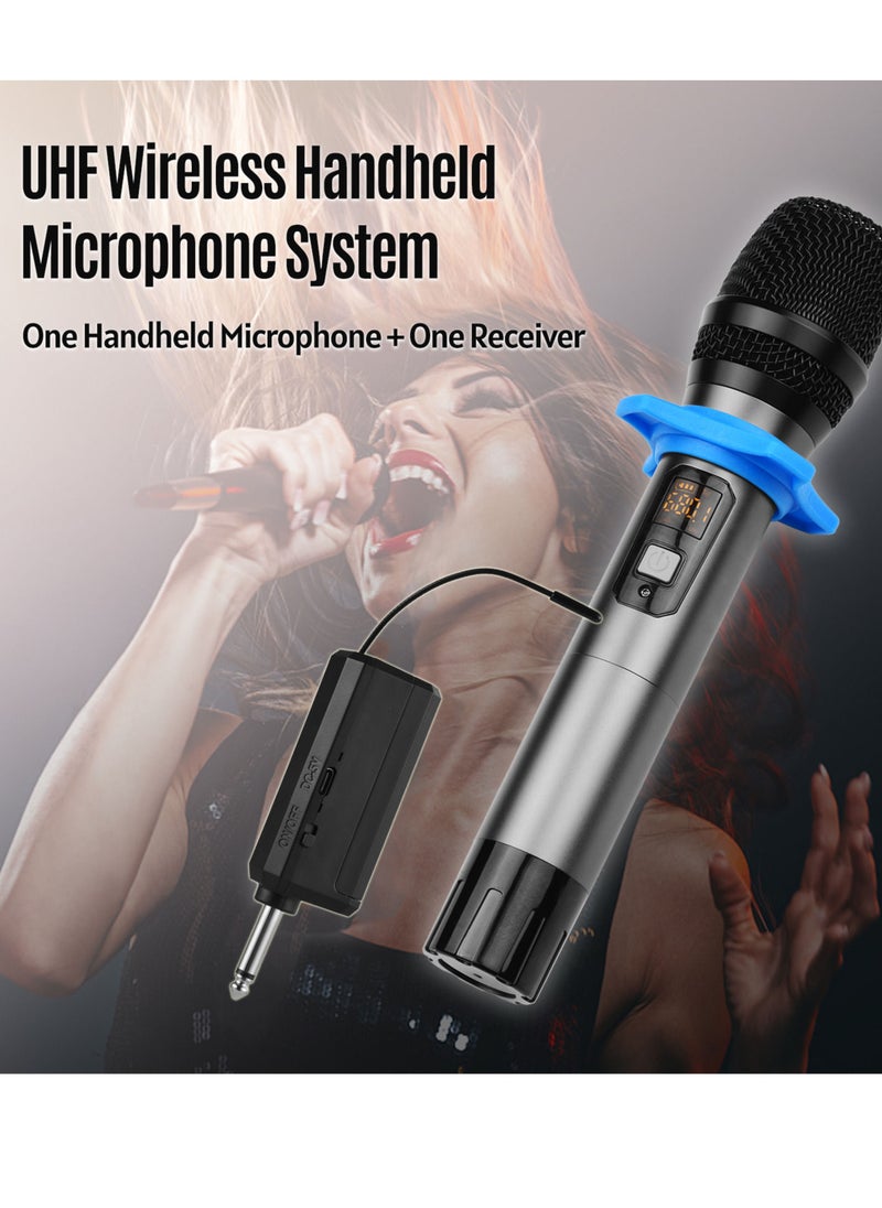 UHF Wireless Microphone System with Handheld Cardioid Microphone and Receiver 16 Channels for Video Live Broadcast Interview