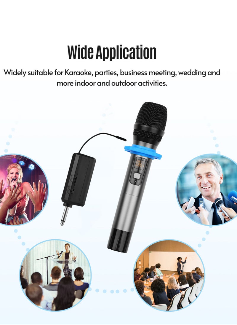 UHF Wireless Microphone System with Handheld Cardioid Microphone and Receiver 16 Channels for Video Live Broadcast Interview