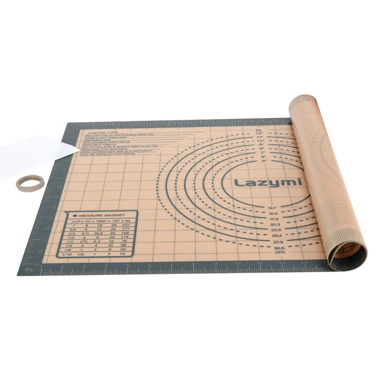 Thick Silicone Pastry Rolling Mat with Measurement 6040 cm Large Non Stick Baking Sheet NonSlip Silicon Dough kneading Board Counter Table Placemat for PieBreadPizza GreyScraper