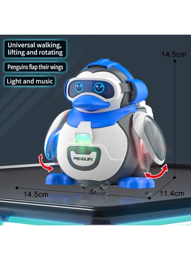 ZESITH Kids Electric Universal Rotating Penguin Toy Blue, Simulation Mechanical Animal Model Flashing Light Music Educational Gift - Image 3