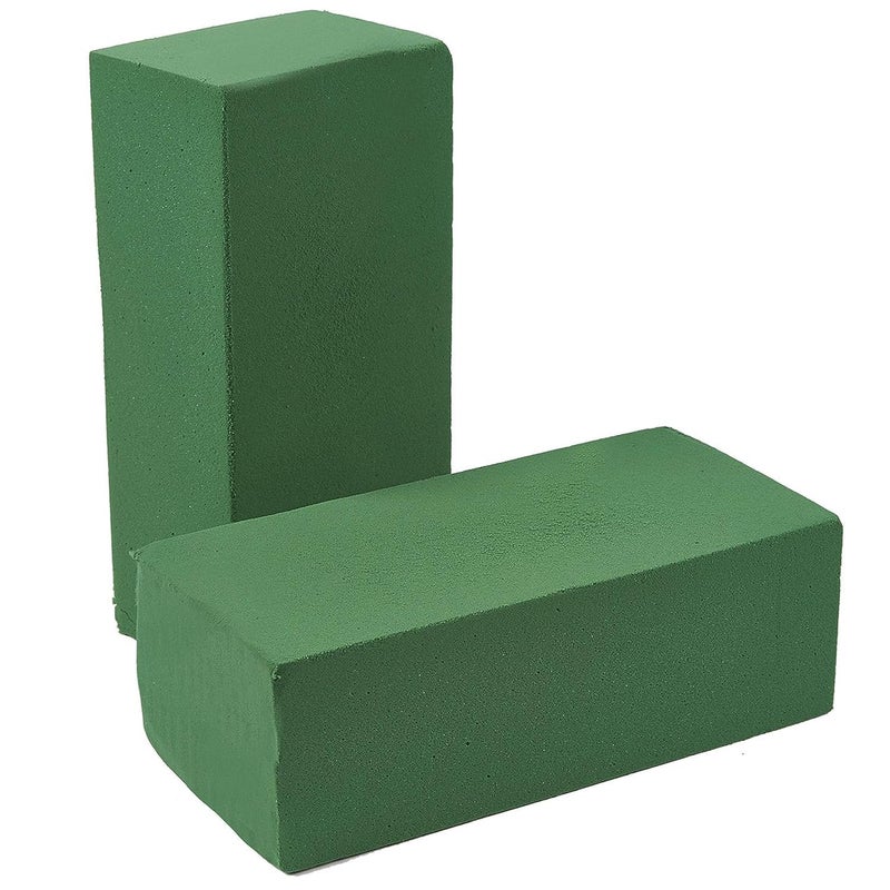 Ercole Floral Products, Wet and Dry Floral Foam Blocks Flower Arrangement Kit for Fresh or Silk Artificial Flowers Premium Green (9"L x 3.1"W x 4.3"H; Pack of 2) - Image 1