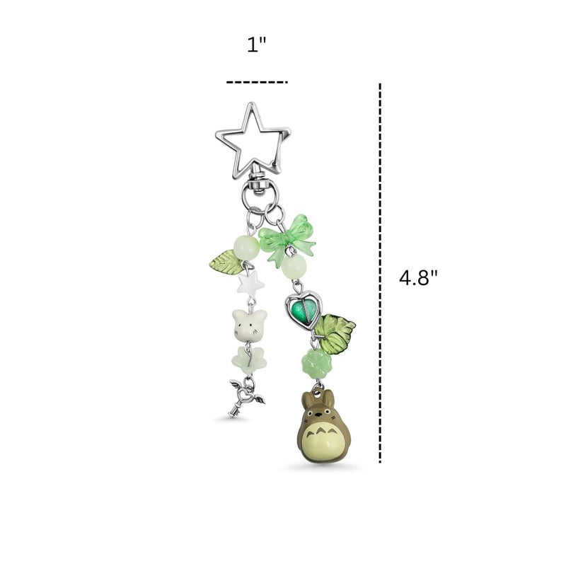 Safe Zone Playpen Cute Keychain, Kitty Cat Otter Decor Gifts for Animal & Anime Lovers, Y2K Heart Bow Pendant, Women Girls Kawaii Bag Charm (Anime) - Image 2