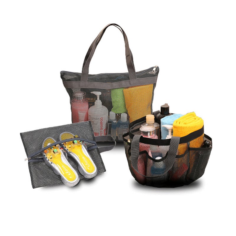 3 Packs Mesh Shower Bag Shoes Bag Portable Wash Bag Quick Dry Toiletry Case Cosmetic Bag Shower Organizer for Bathroom Dorms Beach Camping Shopping Travelling - Image 4
