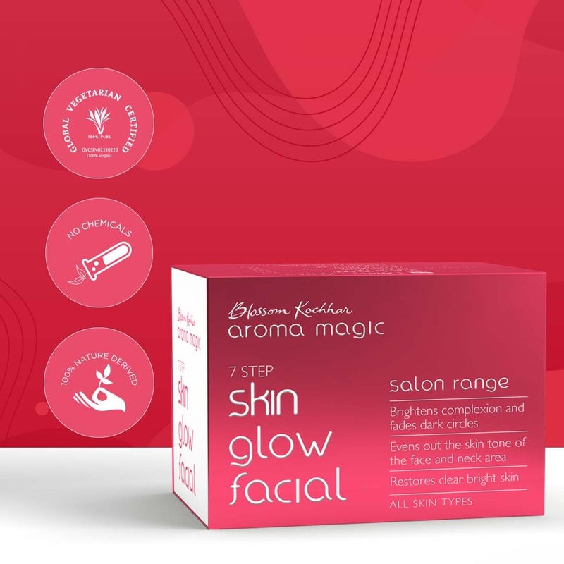 Aroma Magic 7 step Skin Glow Facial Kit Brightens skin tone restores clear radiant skin Soya Witch Hazel Extracts All Skin type 5 Single Use Kit Set Pack of 1 - Image 4