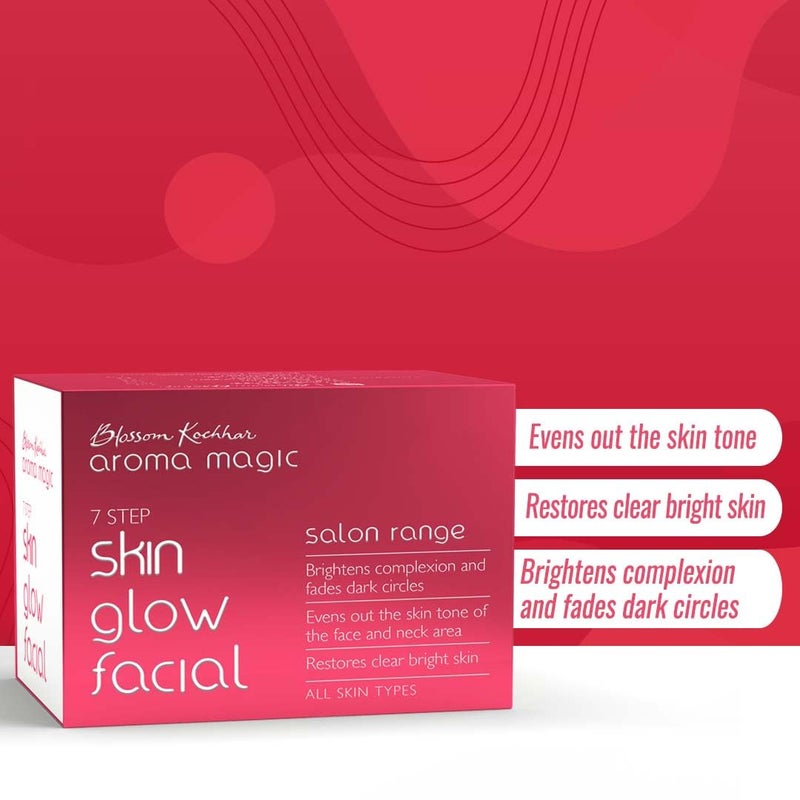 Aroma Magic 7 step Skin Glow Facial Kit Brightens skin tone restores clear radiant skin Soya Witch Hazel Extracts All Skin type 5 Single Use Kit Set Pack of 1 - Image 2