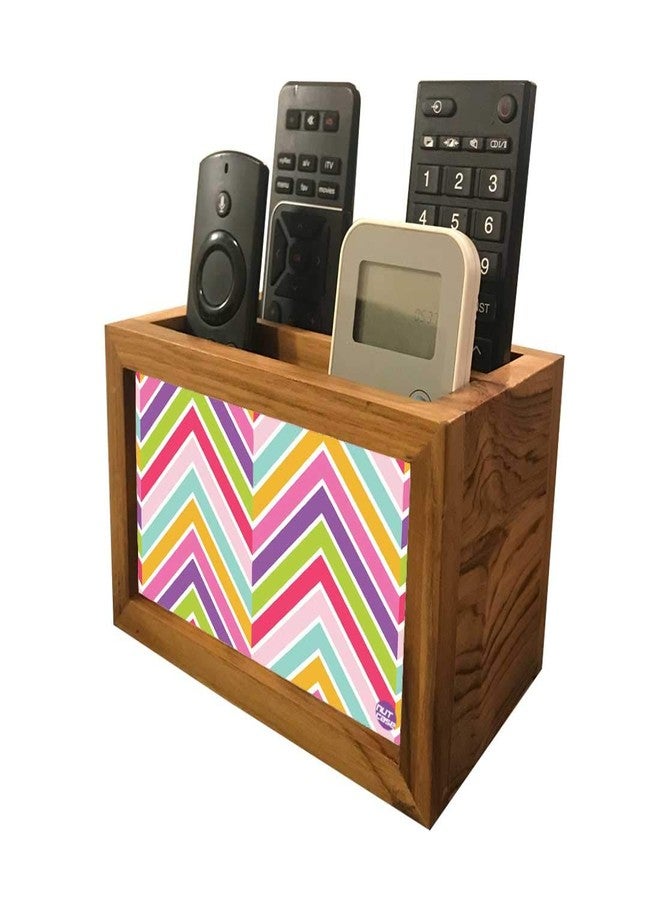Nutcase Designer Teak Wood TV Remote Stand For Home Remote Holders Organizer Caddy for TV/AC Remotes Control -Multipurpose Desk Organiser-6�x4�x4� - CHEVRON - Image 5