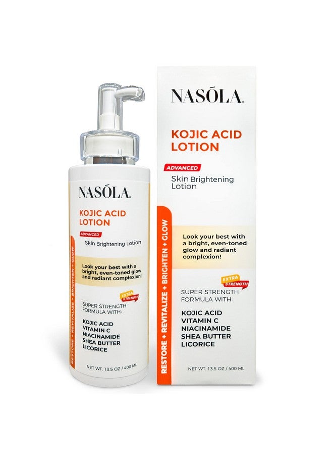 Nasola لوشن حمض الكوجيك من أسولا لتفتيح البشرة بشكل طبيعي للوجه والجسم مع فيتامين سي والنياسيناميد وزبدة الشيا وعرق السوس والشاي الأخضر لعلاج فرط التصبغ والبقع الداكنة وتوحيد لون البشرة للنساء والرجال - Image 2