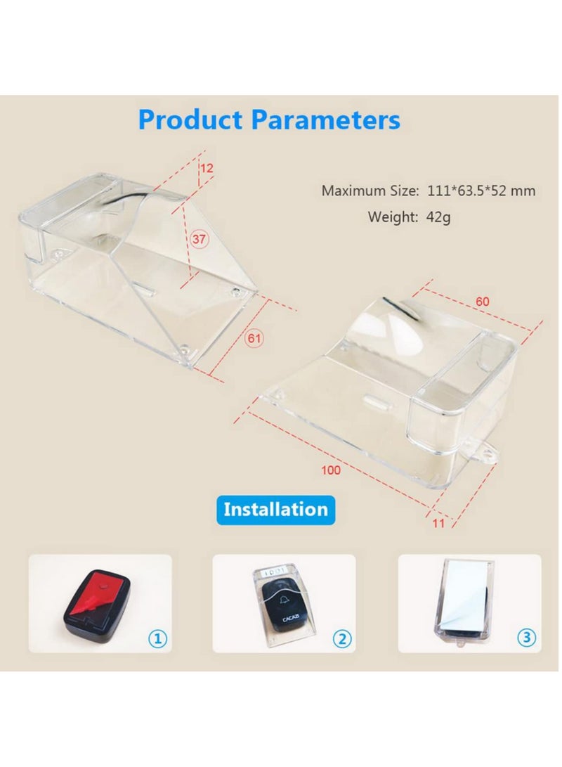 1Pc Waterproof Transparent Protective Cover For Wireless Doorbell Home Outdoor Doorbell Cover Household Doorbell Protection Shield Durable Weatherproof Bell Guard Safe Clear Case  - Image 5