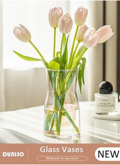 DUNISO Glass Vases for Decor, Decorative Vases for Flowers, Aesthetic Clear Vases for Living Room Decorations, Modern Hydroponic Glass Transparent Vase Vase for Dining Table Home Decor  - Image 1
