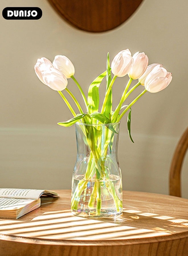 DUNISO Glass Vases for Decor, Decorative Vases for Flowers, Aesthetic Clear Vases for Living Room Decorations, Modern Hydroponic Glass Transparent Vase Vase for Dining Table Home Decor - Image 4
