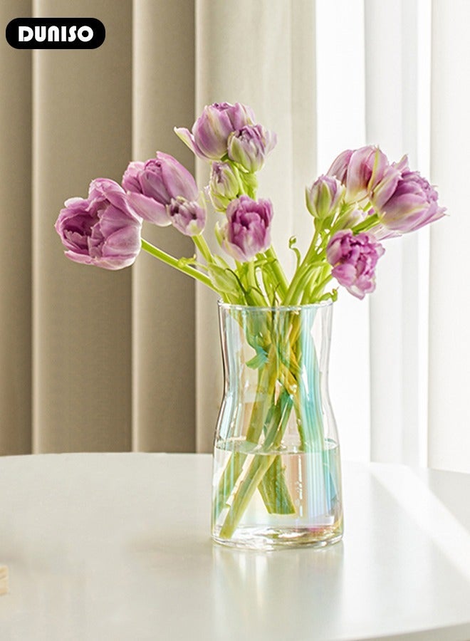 DUNISO Glass Vases for Decor, Decorative Vases for Flowers, Aesthetic Clear Vases for Living Room Decorations, Modern Hydroponic Glass Transparent Vase Vase for Dining Table Home Decor - Image 3