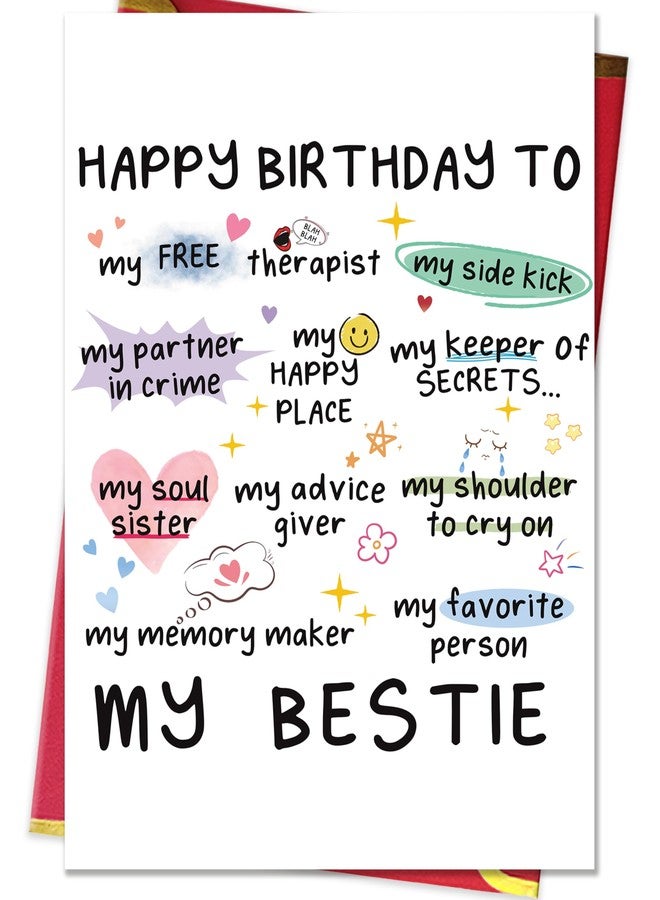 MQMRYeto Funny Birthday Card for Women Sister, Happy Bday Gifts for Bestie, Bestie & Friendship Birthday Card - Image 1