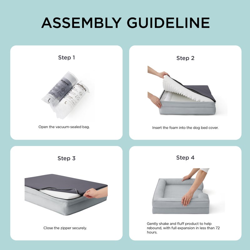 Bedsure XL Dog Bed for Extra Large Dogs - Orthopedic XLarge Dog Cat Cooling Bed Washable, Comfort Dogs Couch Sofa with Waterproof Removable Cover, Pet Bed with Nonskid Bottom, Cooling Grey, 42" - Image 5