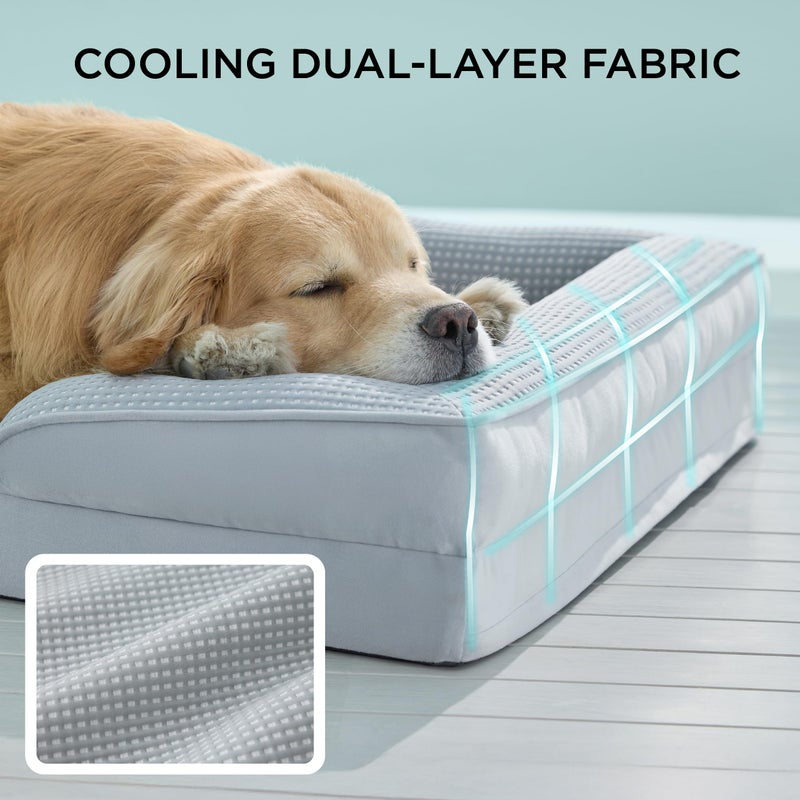 Bedsure XL Dog Bed for Extra Large Dogs - Orthopedic XLarge Dog Cat Cooling Bed Washable, Comfort Dogs Couch Sofa with Waterproof Removable Cover, Pet Bed with Nonskid Bottom, Cooling Grey, 42" - Image 2