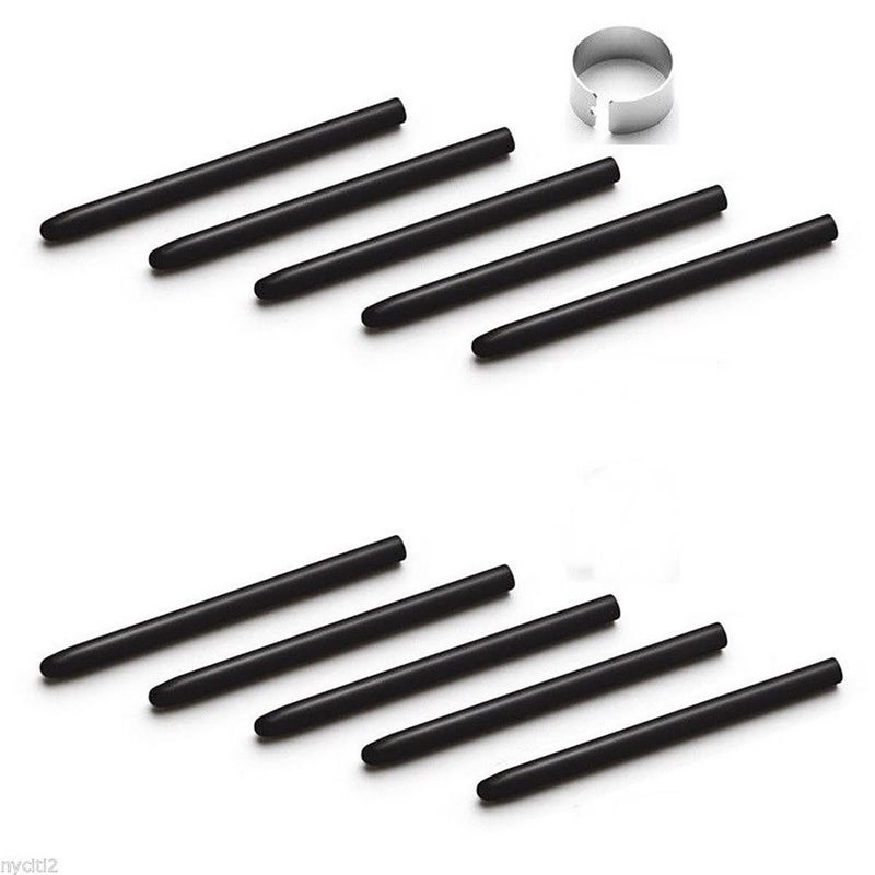 USonline911 10 Pack Black Replacement Nibs with Removal Ring for Wacom Bamboo & Intuos Pens - Image 1