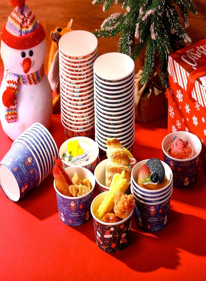 Newtay 120 Pieces Christmas Treat Snack Cups 8oz Disposable Paper Christmas Cups Snowman Santa Claus Candy Canes Paper Bowls Ice Cream Bowls for Food Soup Hot Cold Drink - Image 5