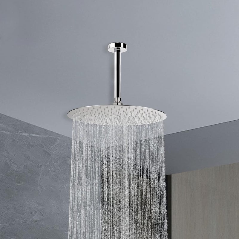 HarJue Ceiling Mounted Shower Arm, Rain Shower Extension Arm with Flange and Teflon Tape Stainless Steel Ceiling Mount Shower Extender for Fixed Shower Head (6 Inch, Chrome) - Image 4