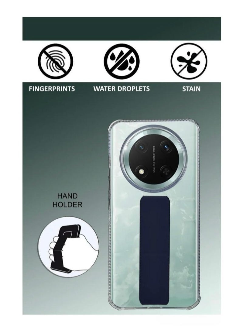 ARMOR Case Cover For Honor X9c With Magnetic Hand Grip 3 in 1 Clear / Blue  - Image 2