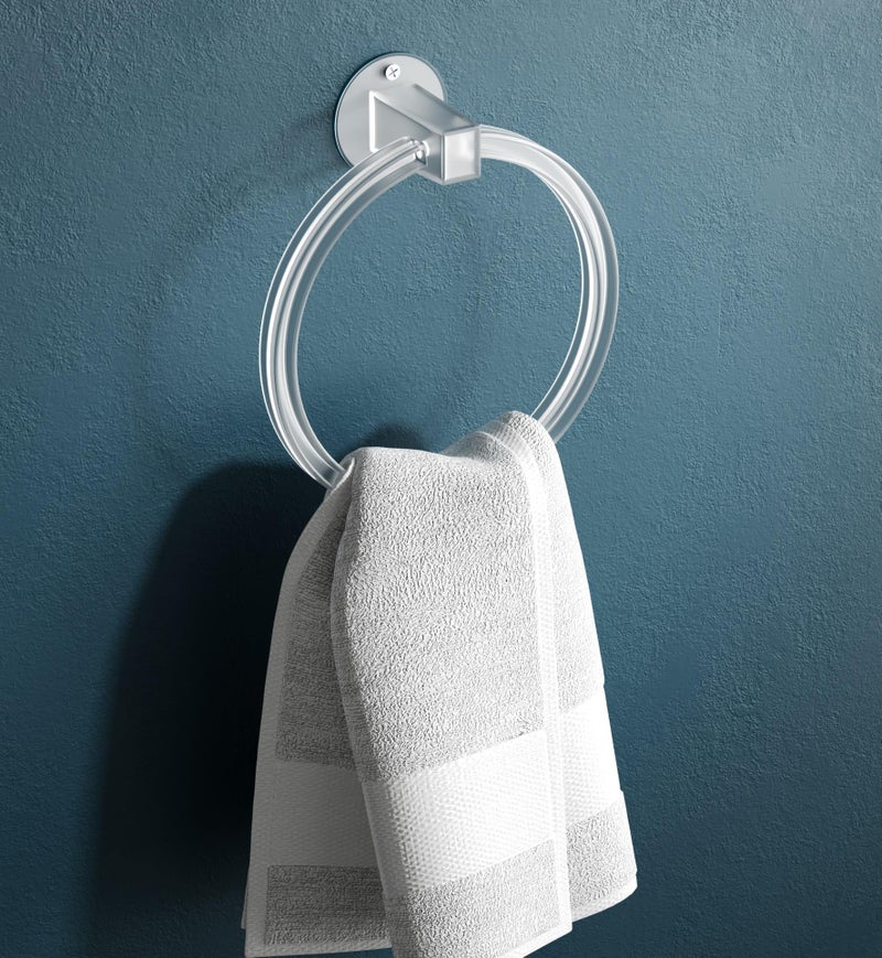 GLOXY Unbreakable Oval Shape Transparent Wall Mount ABS Towel Ring/Towel Holder/Napkin Ring Usable for Bathroom and Wash Basin Area, Kitchen Bathroom Accessories - Image 1