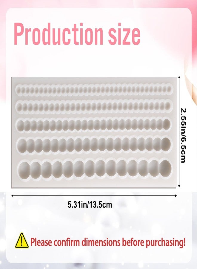 Qulkws 1 Piece Pearl Fondant Molds Hemisphere Pearl Chain Cake Border Decoration Silicone Pearls Borders Fondant Mold for Cake Decorating, Cupcake Toppers, UV Resin, Plaster Clay - Image 2
